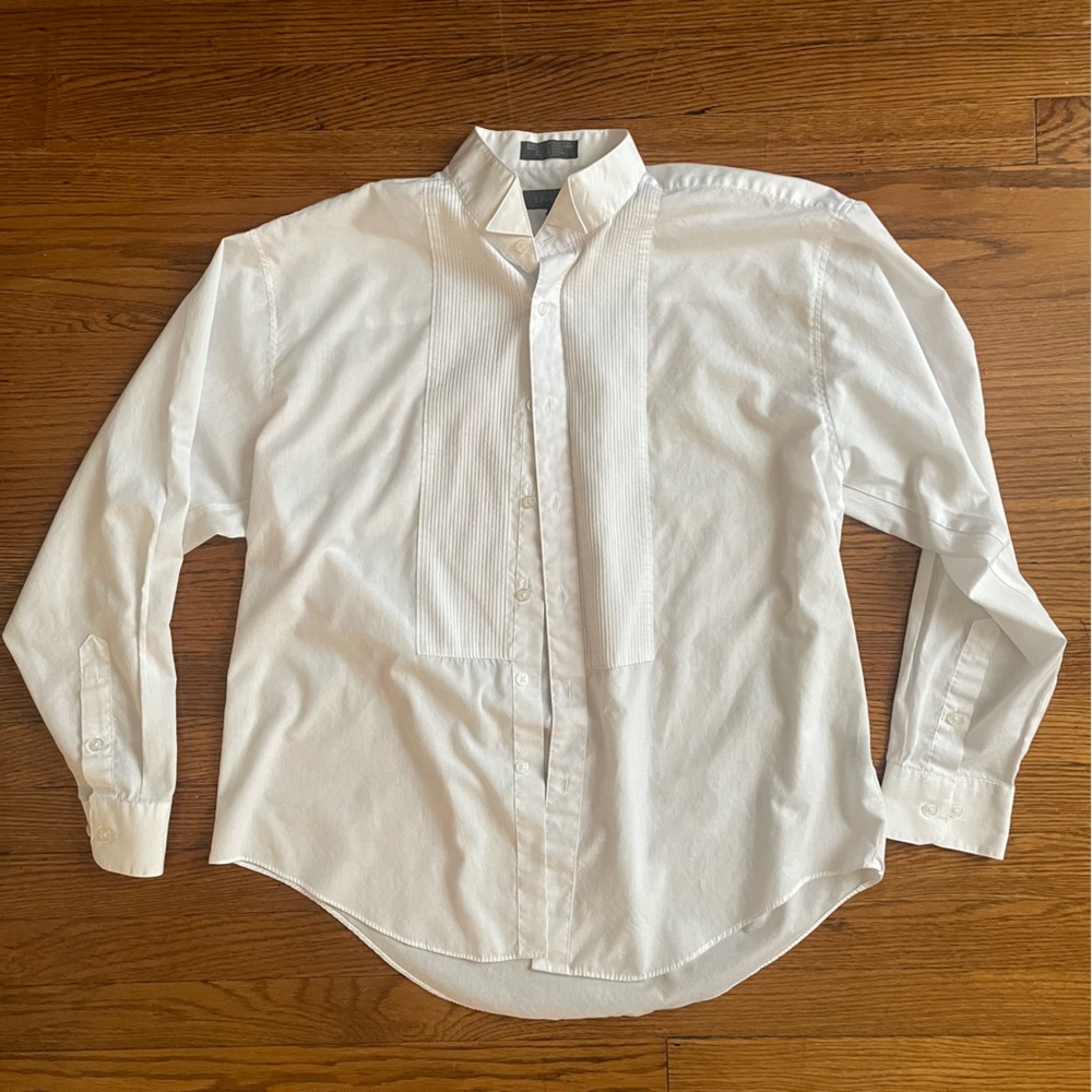 Leonardi White Long Sleeve Tuxedo Formal Button Down Dress Shirt
